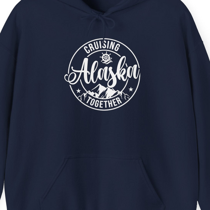 Cruising Alaska Together Shirt Hoodie – Navy – Alaska Cruise Shirts Close Up