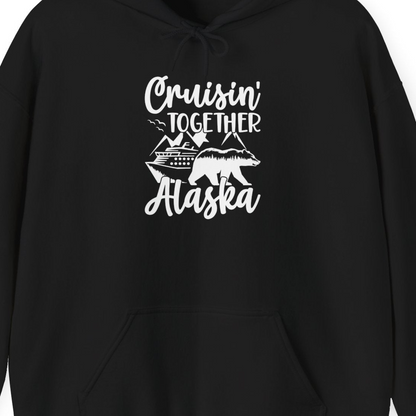 Alaska Cruise Adventure Shirt Hoodie – Black – Alaska Cruise Shirts Close Up