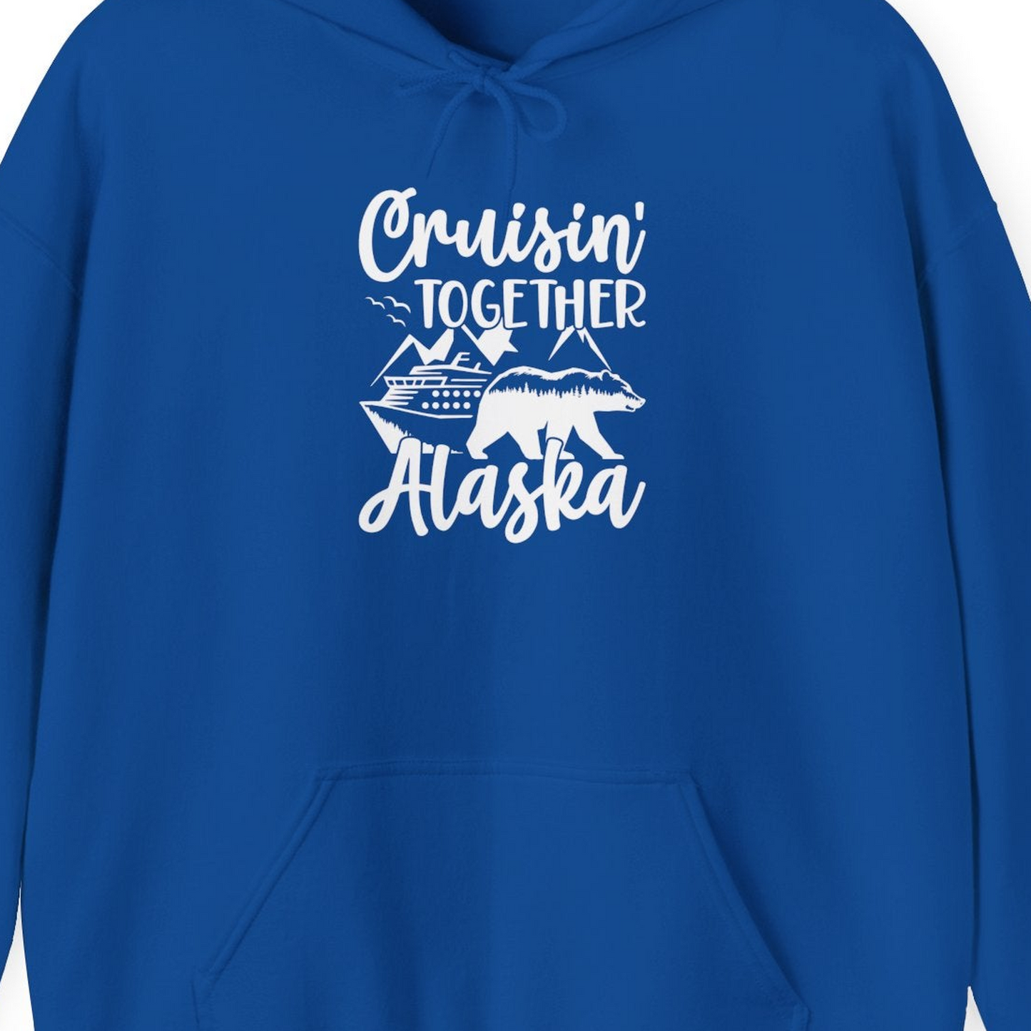 Alaska Cruise Adventure Shirt Hoodie – Royal – Alaska Cruise Shirts Close Up