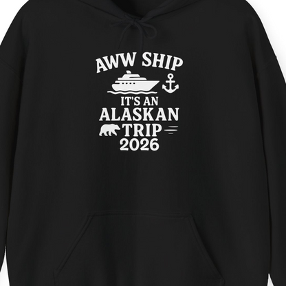 Alaska Cruise Shirt Hoodie – Black – Alaska Cruise Shirts Close Up