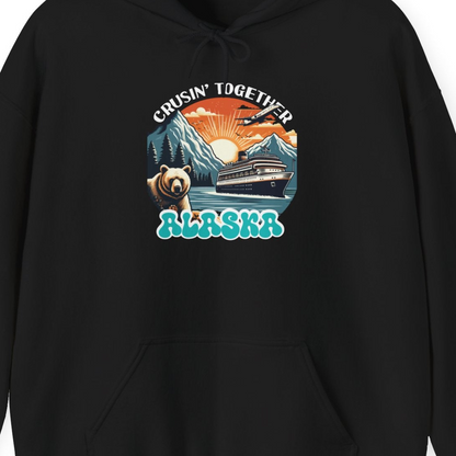 Alaska Cruise Shirt Hoodie – Black – Alaska Cruise Shirts Close Up