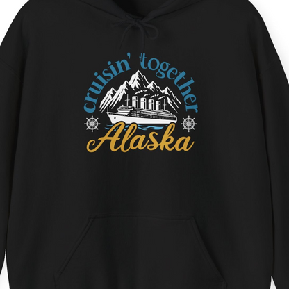 Alaska Cruise Adventure Shirt Hoodie – Black – Alaska Cruise Shirts Close Up