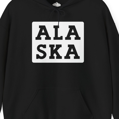 Bold Alaska Block Text Shirt Hoodie – Black – Alaska Cruise Shirts Close Up