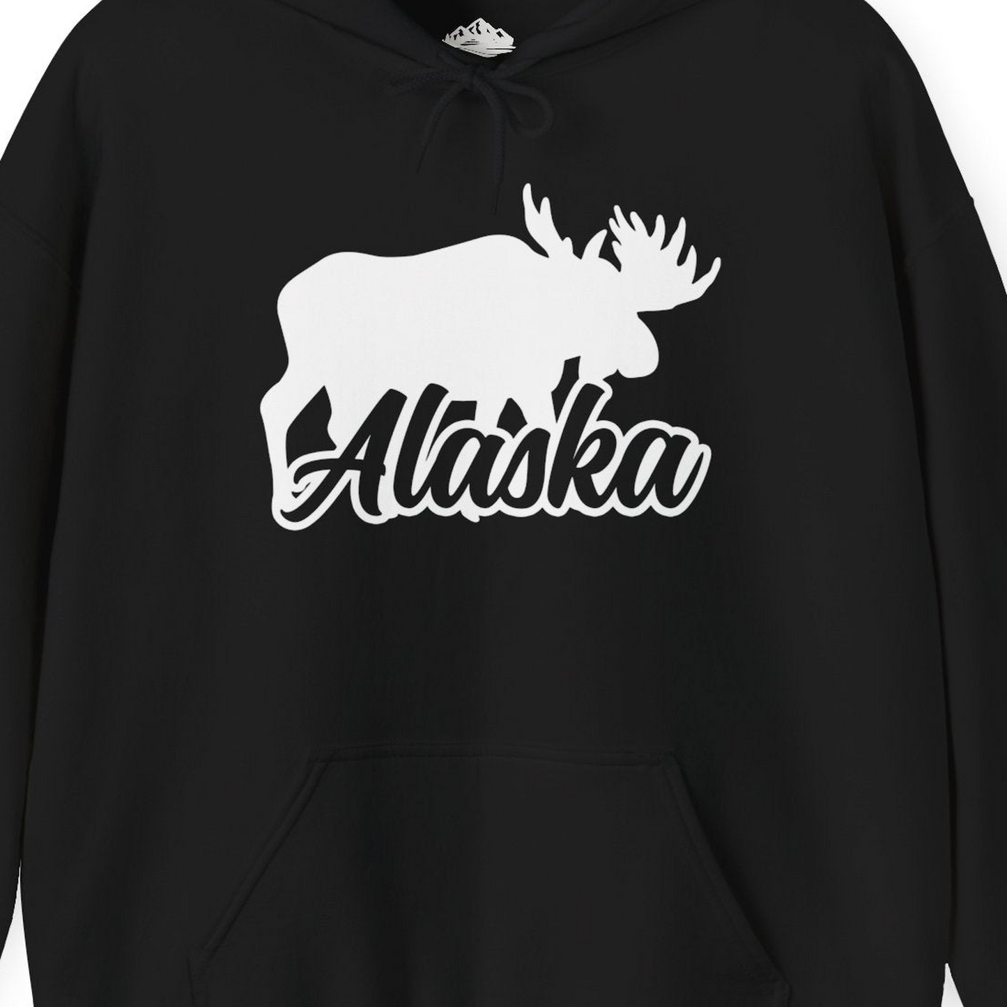 Alaska Moose Wildlife Silhouette Shirt Hoodie – Black – Alaska Cruise Shirts Close Up
