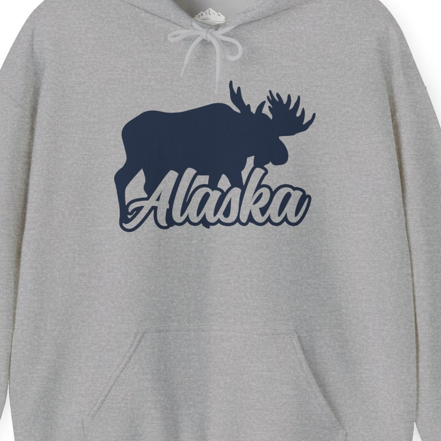 Alaska Moose Wildlife Silhouette Shirt Hoodie – Sport Grey – Alaska Cruise Shirts Close Up