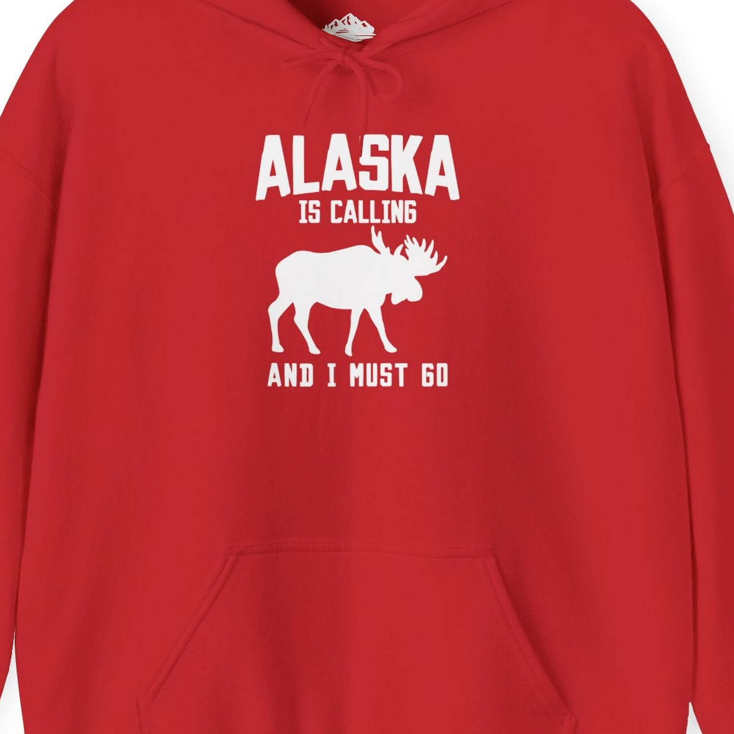 Alaska Is Calling Moose Silhouette Shirt Hoodie – Red – Alaska Cruise Shirts Close Up
