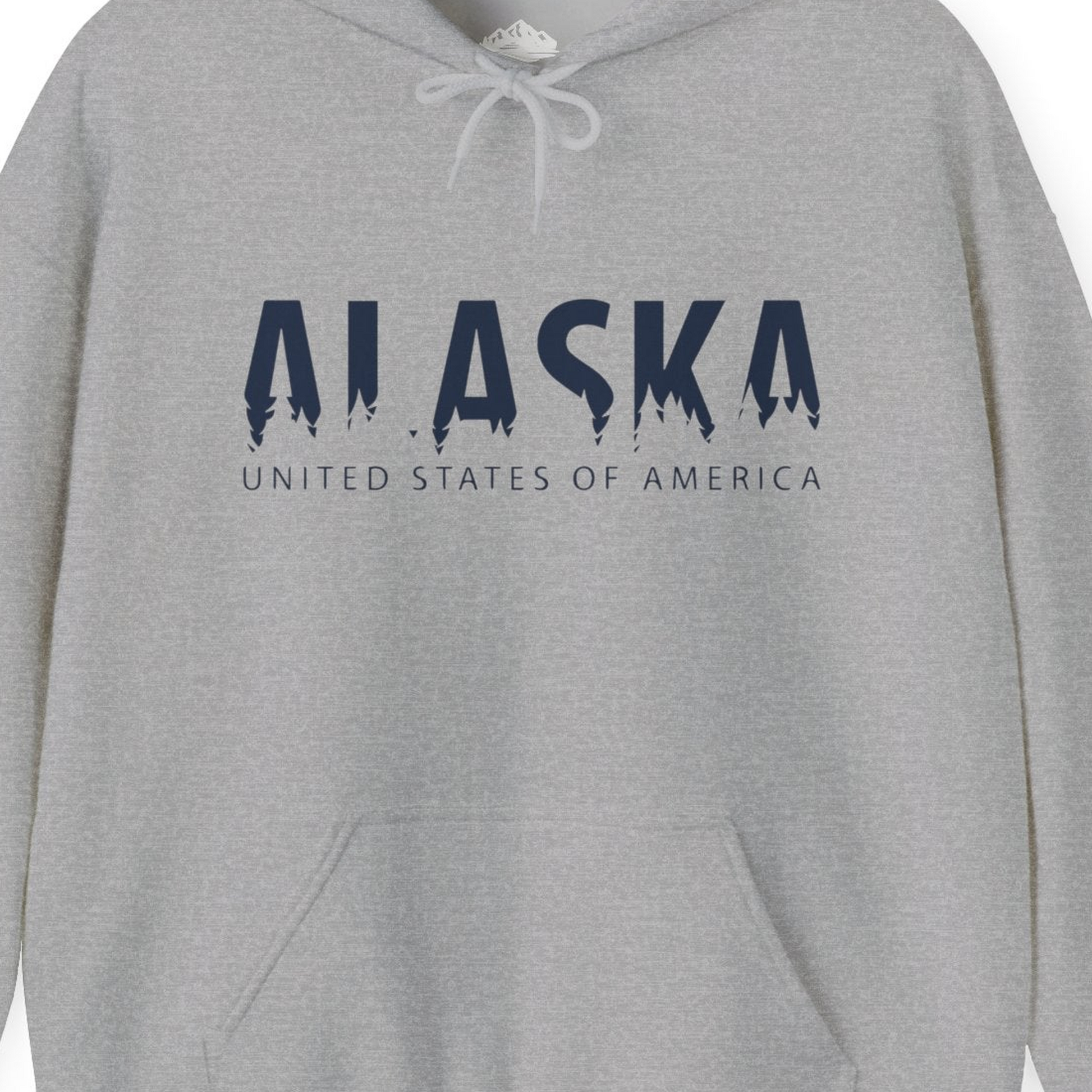 Alaska United States Typography Shirt Hoodie – Sport Grey – Alaska Cruise Shirts Close Up