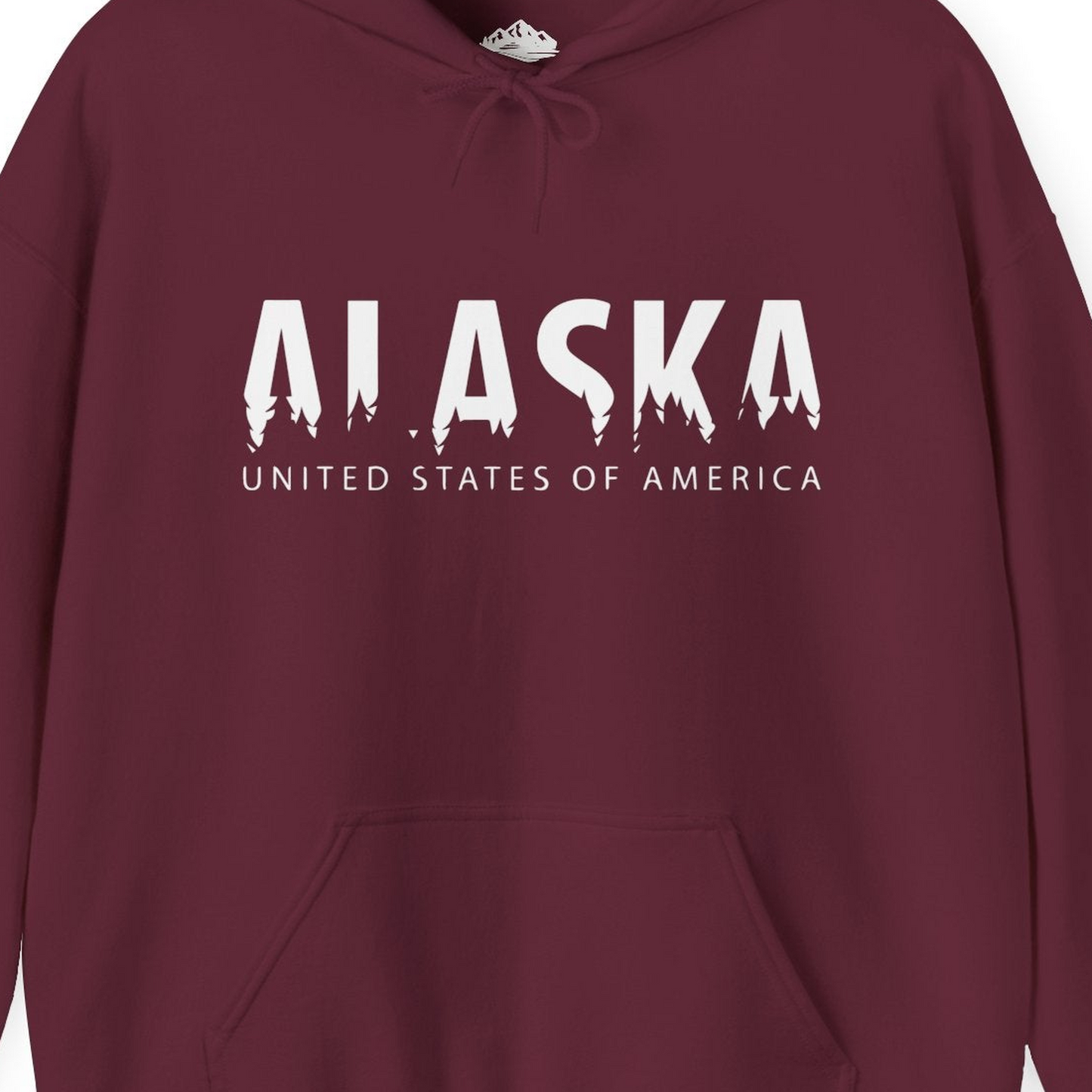 Alaska United States Typography Shirt Hoodie – Maroon – Alaska Cruise Shirts Close Up