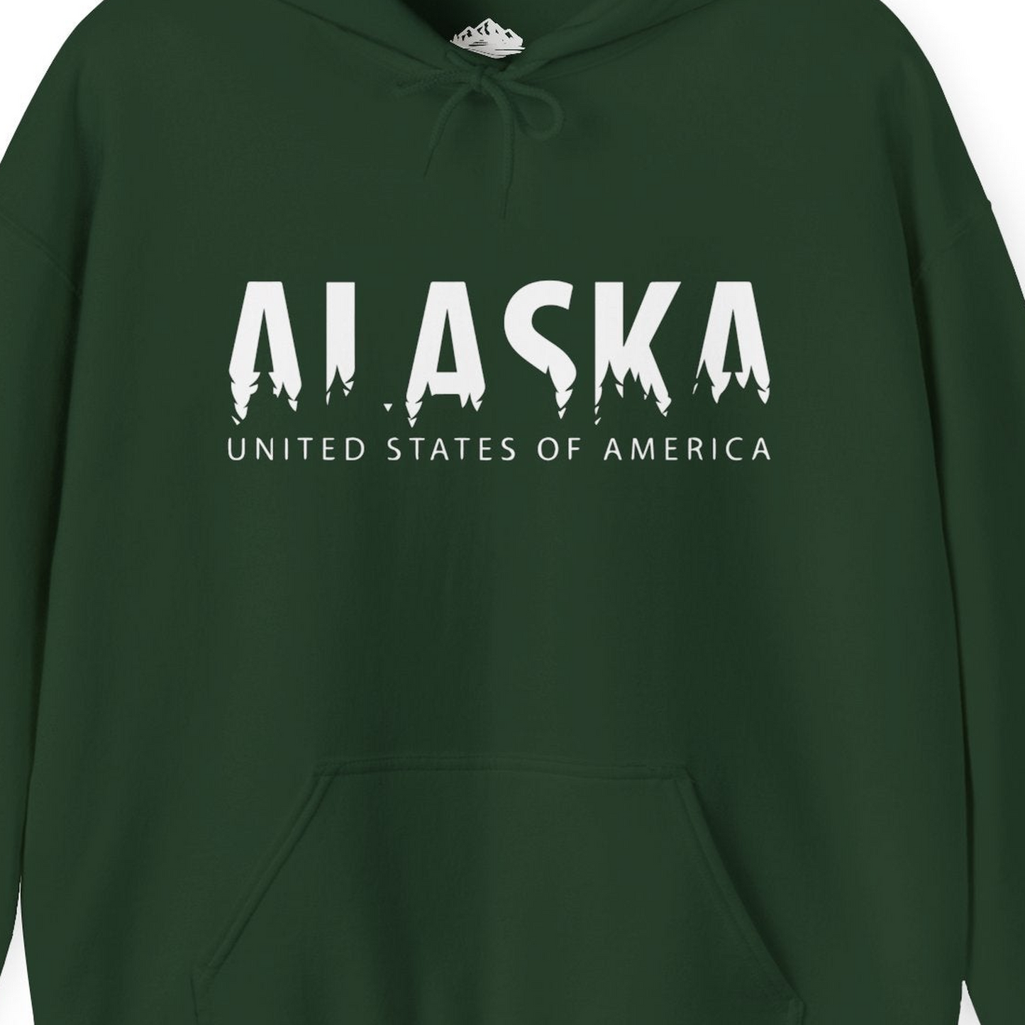 Alaska United States Typography Shirt Hoodie – Forest Green – Alaska Cruise Shirts Close Up