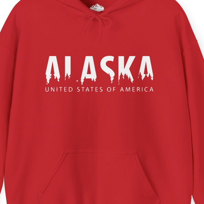 Alaska United States Typography Shirt Hoodie – Red – Alaska Cruise Shirts Close Up
