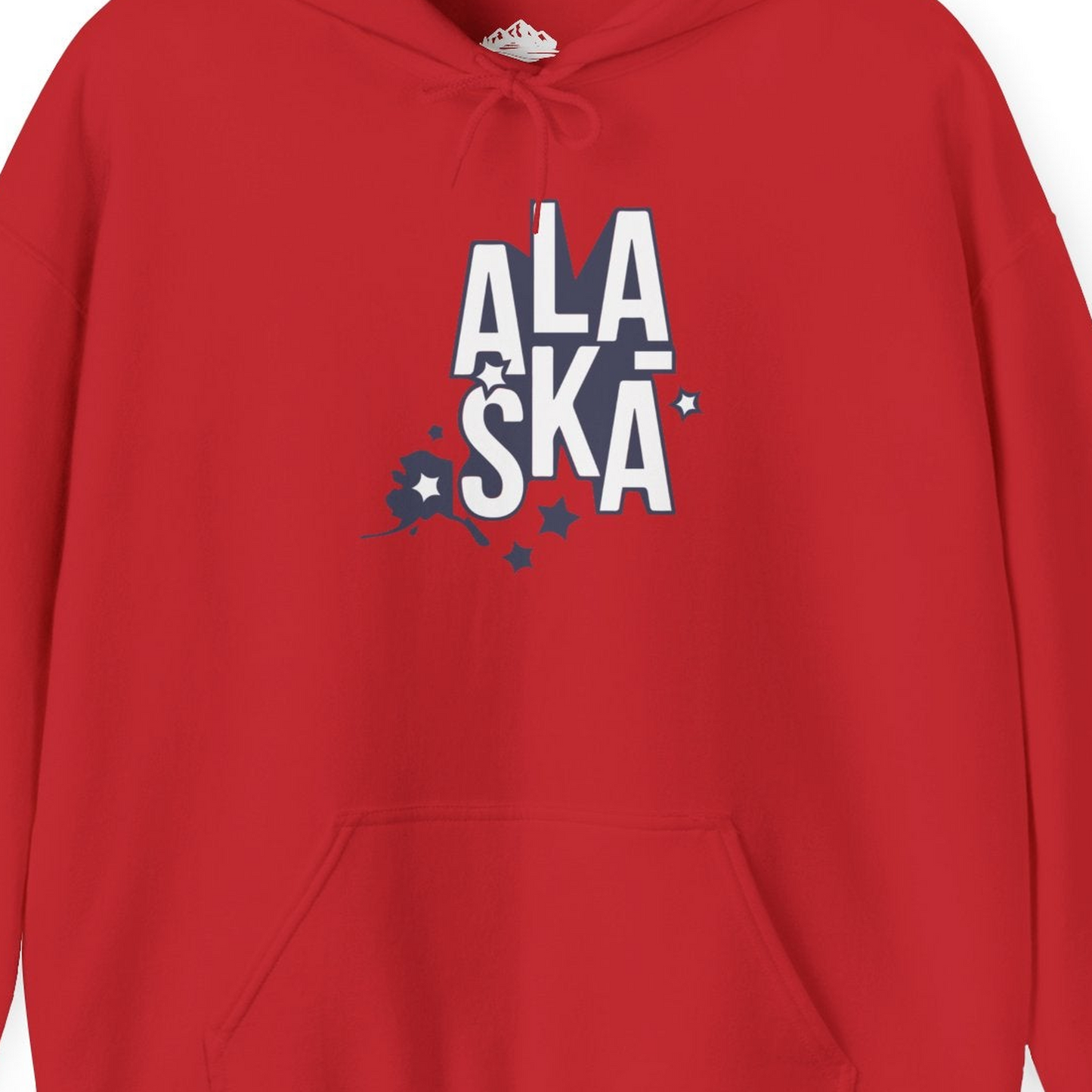 Alaska Stars Bold Typography Shirt Hoodie – Red – Alaska Cruise Shirts Close Up