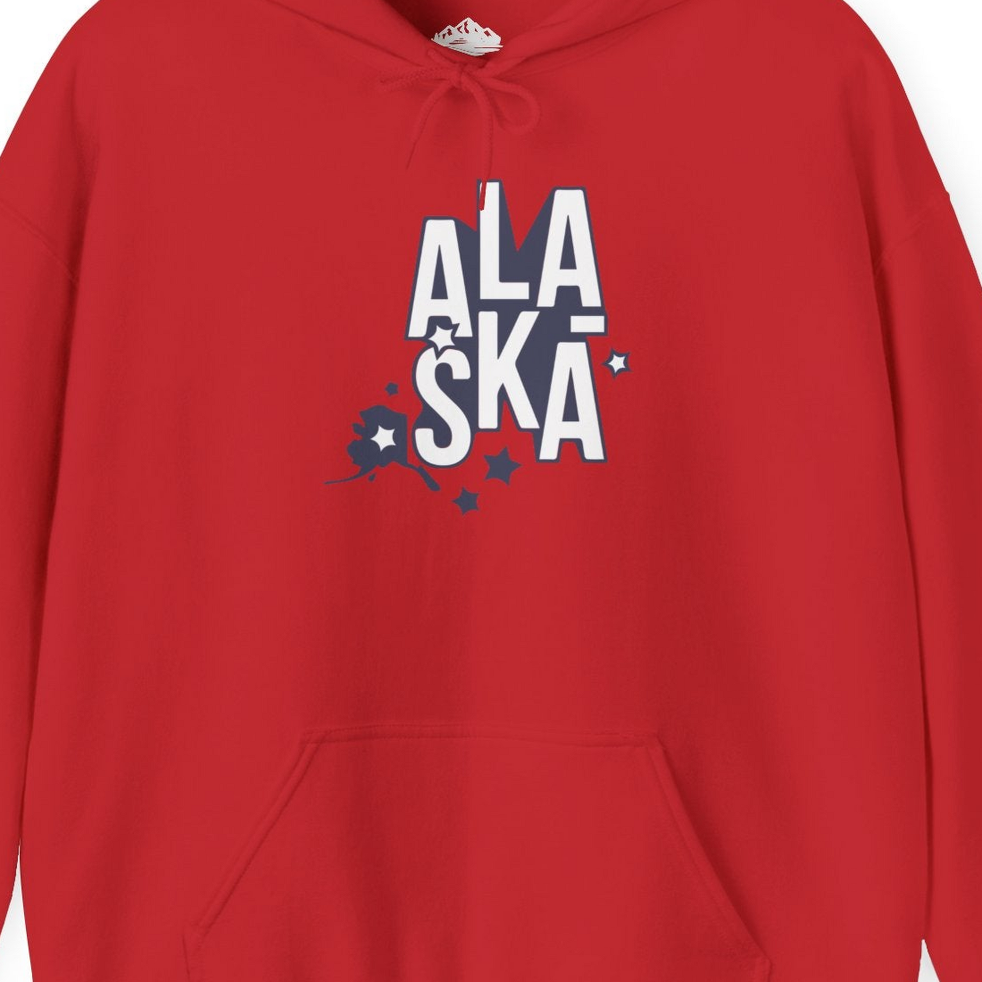 Alaska Stars Bold Typography Shirt Hoodie – Red – Alaska Cruise Shirts Close Up