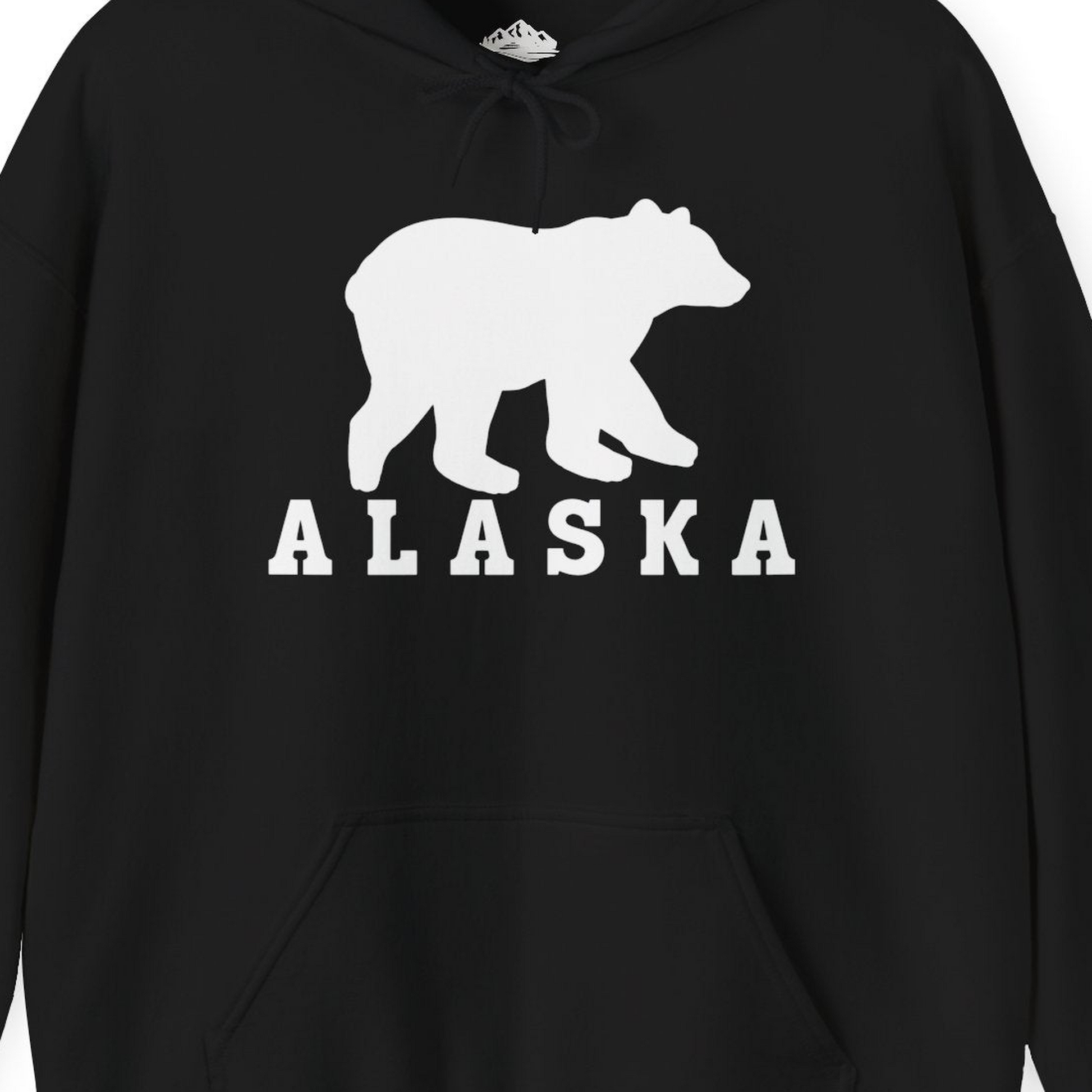 Alaska Bear Silhouette Shirt Hoodie – Black – Alaska Cruise Shirts Close Up