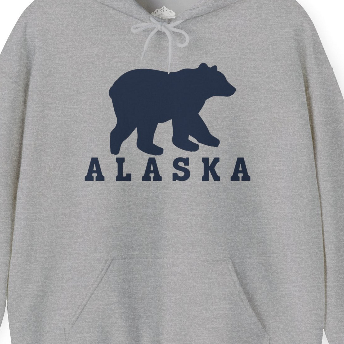 Alaska Bear Silhouette Shirt Hoodie – Sport Grey – Alaska Cruise Shirts Close Up