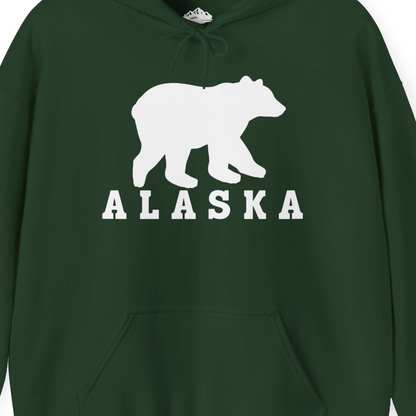 Alaska Bear Silhouette Shirt Hoodie – Forest Green – Alaska Cruise Shirts Close Up