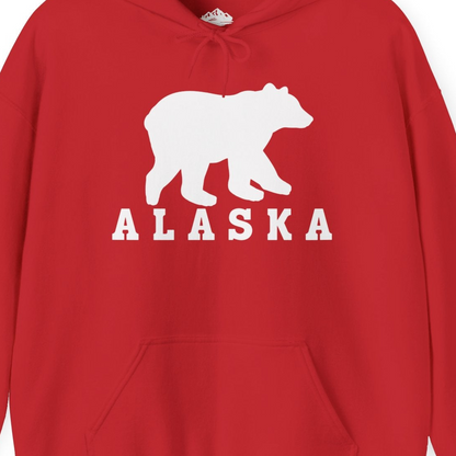 Alaska Bear Silhouette Shirt Hoodie – Red – Alaska Cruise Shirts Close Up