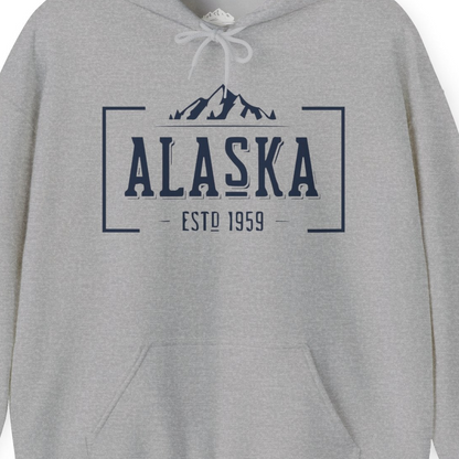 Vintage Alaska Estd 1959 Shirt Hoodie – Sport Grey – Alaska Cruise Shirts Close Up