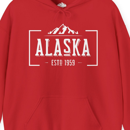 Vintage Alaska Estd 1959 Shirt Hoodie – Red – Alaska Cruise Shirts Close Up