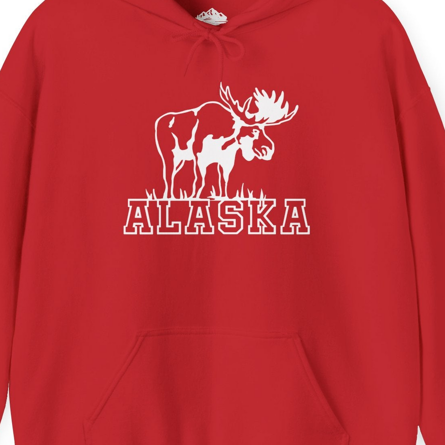 Alaska Moose Silhouette Shirt Hoodie – Red – Alaska Cruise Shirts Close Up