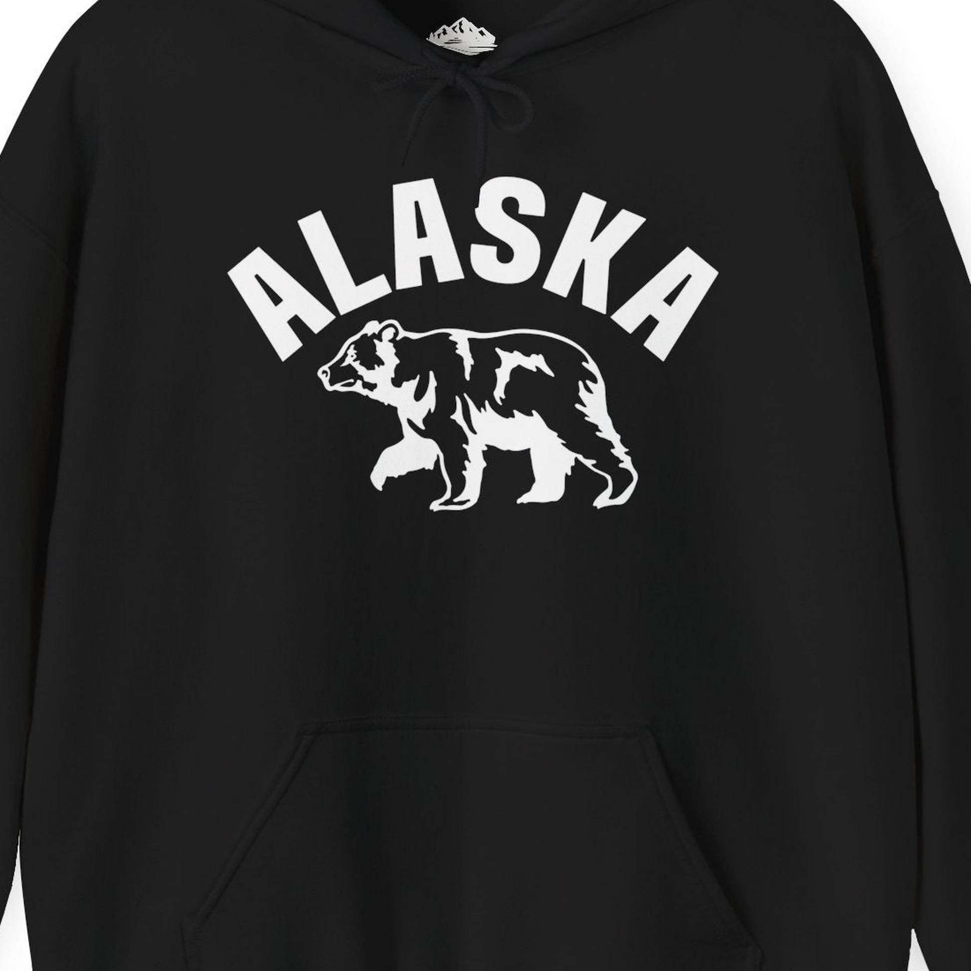 Alaska Bear Silhouette Wildlife Shirt Hoodie – Black – Alaska Cruise Shirts Close Up
