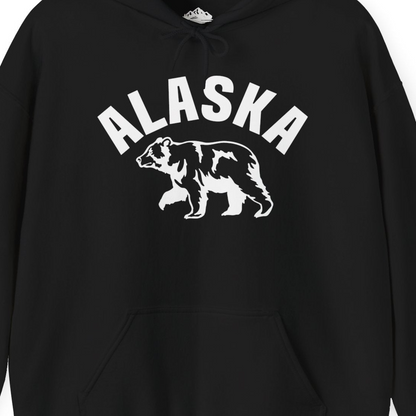 Alaska Bear Silhouette Wildlife Shirt Hoodie – Black – Alaska Cruise Shirts Close Up