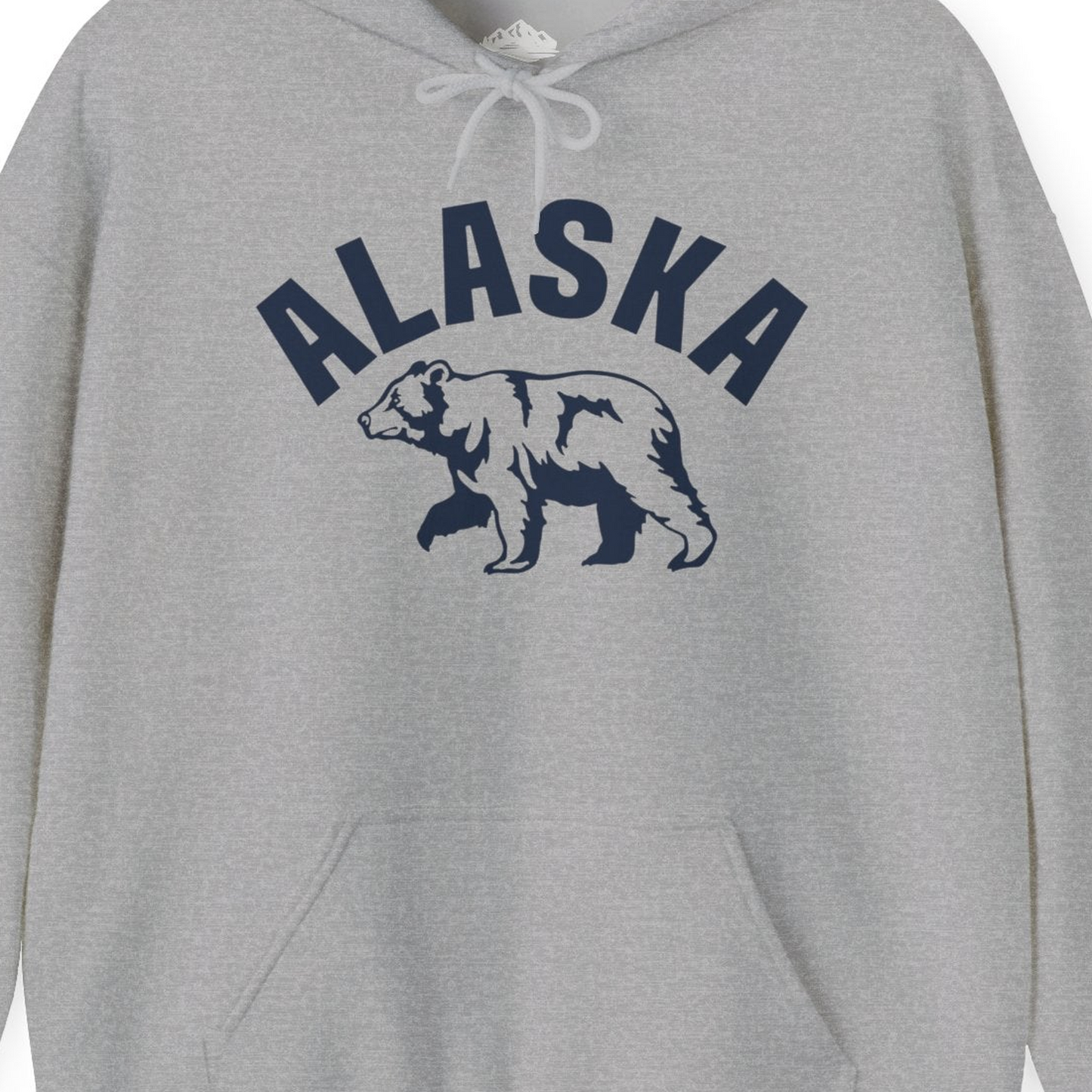 Alaska Bear Silhouette Wildlife Shirt Hoodie – Sport Grey – Alaska Cruise Shirts Close Up