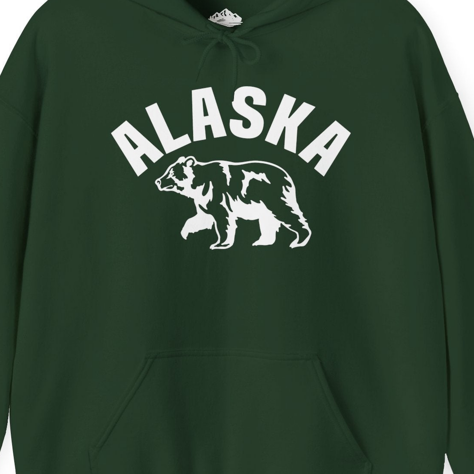 Alaska Bear Silhouette Wildlife Shirt Hoodie – Forest Green – Alaska Cruise Shirts Close Up