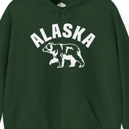 Alaska Bear Silhouette Wildlife Shirt Hoodie – Forest Green – Alaska Cruise Shirts Close Up