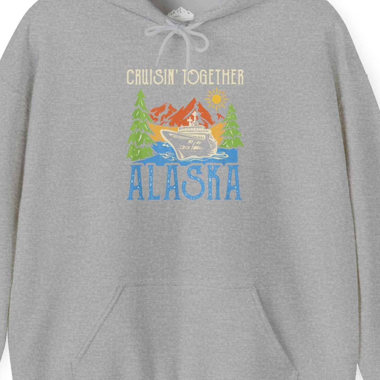 Alaska Cruise Adventure Nature Landscape Retro Family Shirt — Hoodie Hoodie – Sport Grey – Alaska Cruise Shirts Close Up