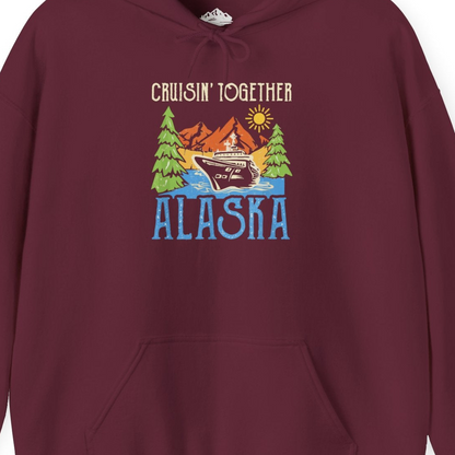 Alaska Cruise Adventure Nature Landscape Retro Family Shirt — Hoodie Hoodie – Maroon – Alaska Cruise Shirts Close Up