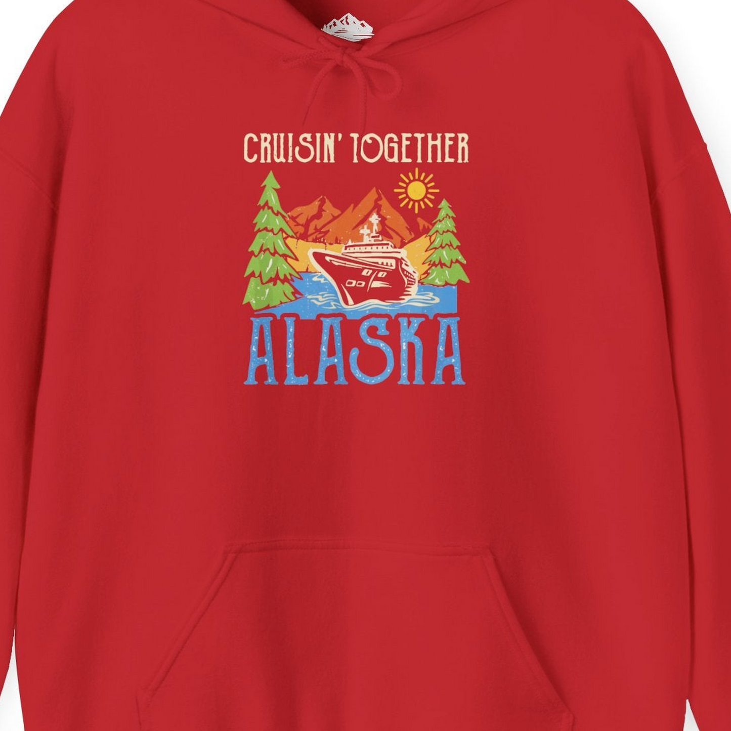 Alaska Cruise Adventure Nature Landscape Retro Family Shirt — Hoodie Hoodie – Red – Alaska Cruise Shirts Close Up