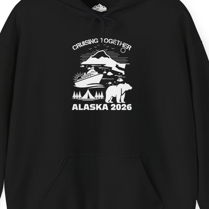 Alaska Cruise 2026 Family Adventure Bear Mountain Nature Shirt — Hoodie Hoodie – Black – Alaska Cruise Shirts Close Up