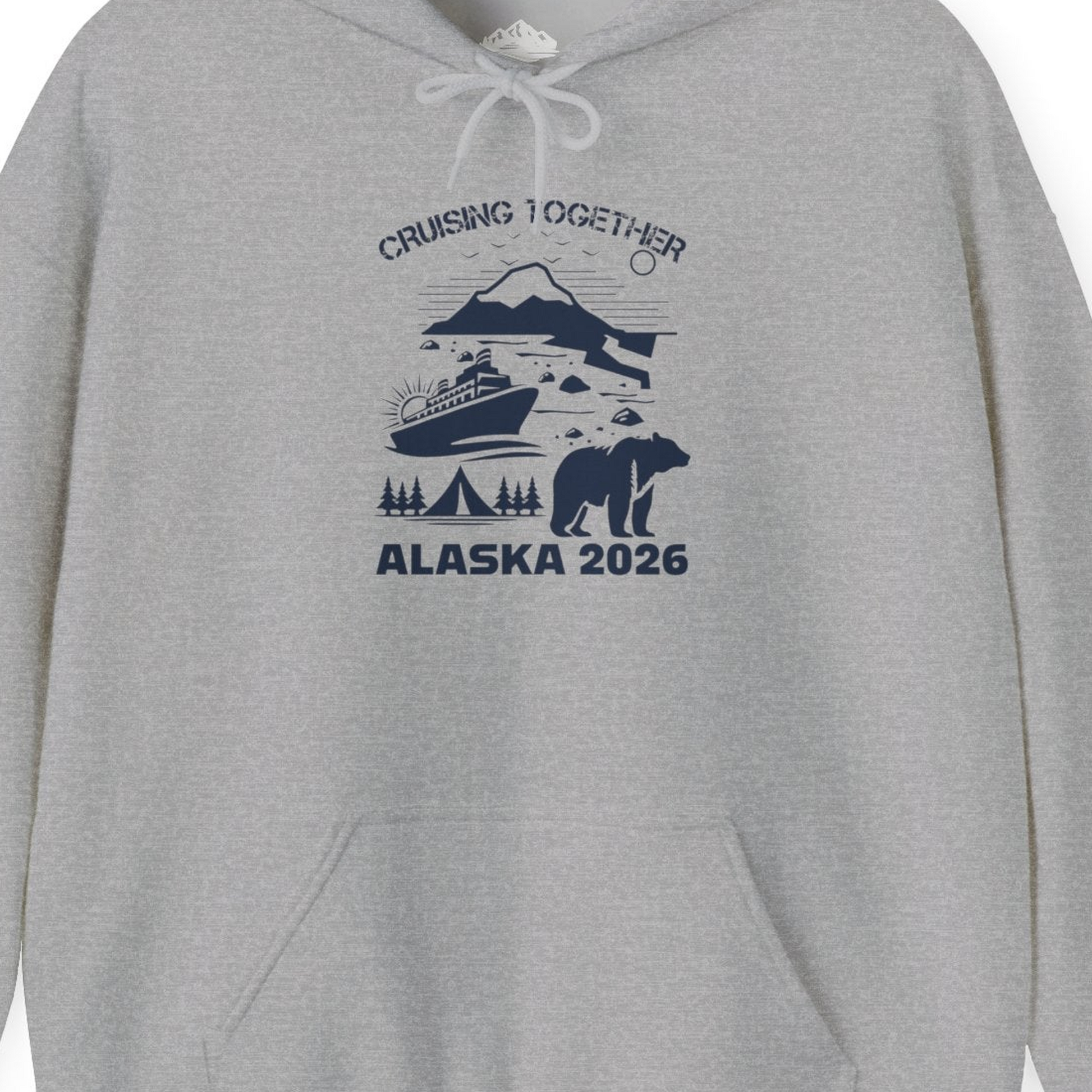 Alaska Cruise 2026 Family Adventure Bear Mountain Nature Shirt — Hoodie Hoodie – Sport Grey – Alaska Cruise Shirts Close Up