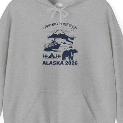 Alaska Cruise 2026 Family Adventure Bear Mountain Nature Shirt — Hoodie Hoodie – Sport Grey – Alaska Cruise Shirts Close Up