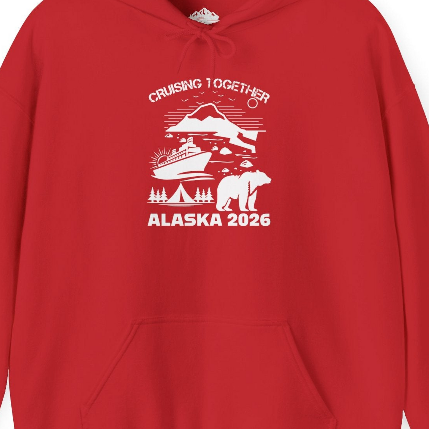 Alaska Cruise 2026 Family Adventure Bear Mountain Nature Shirt — Hoodie Hoodie – Red – Alaska Cruise Shirts Close Up