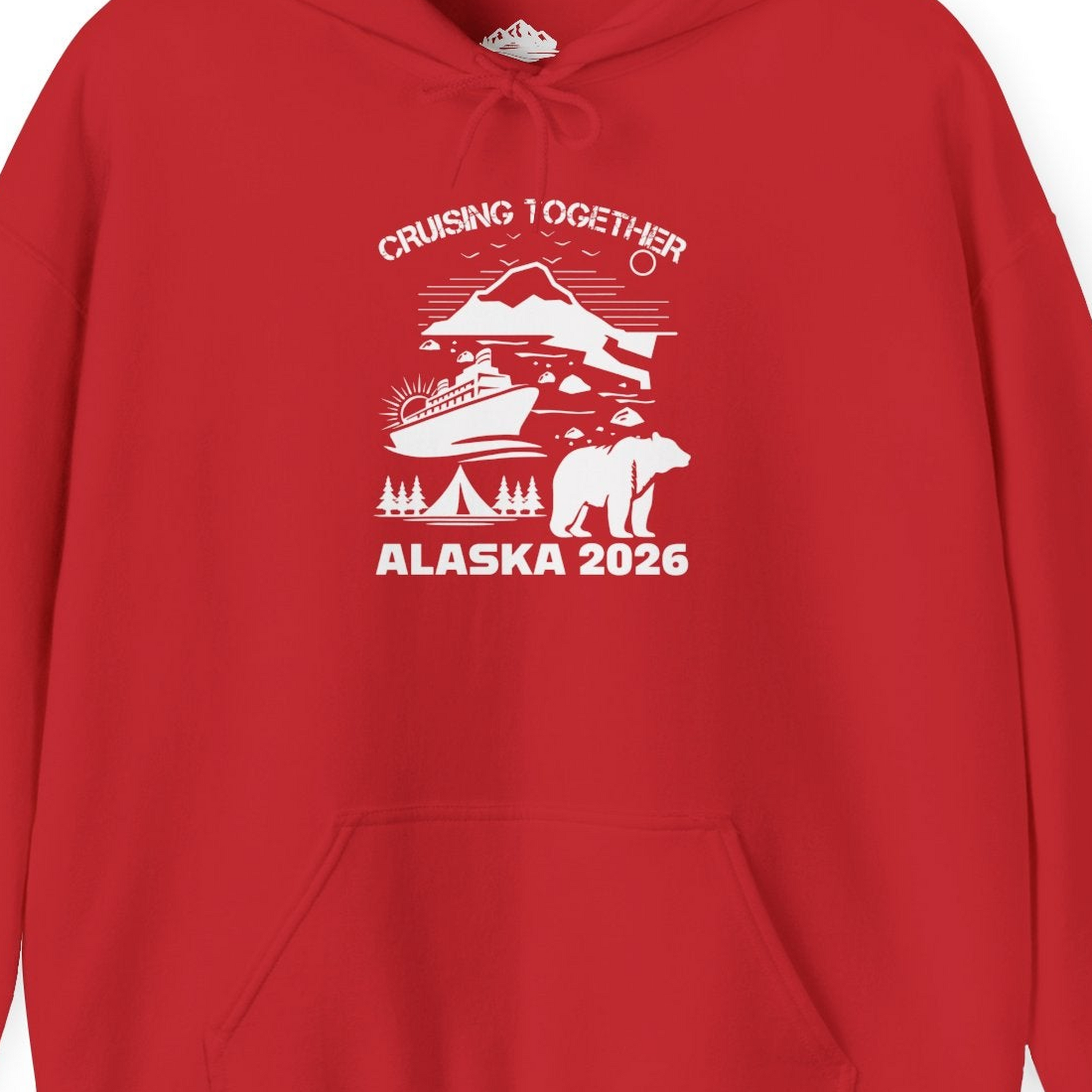 Alaska Cruise 2026 Family Adventure Bear Mountain Nature Shirt — Hoodie Hoodie – Red – Alaska Cruise Shirts Close Up
