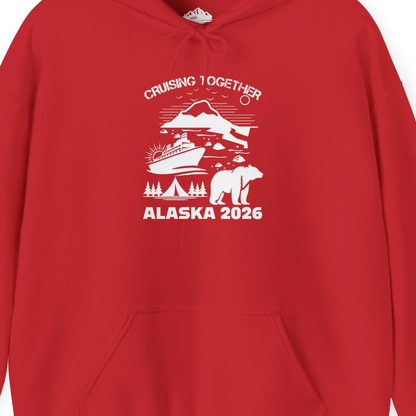 Alaska Cruise 2026 Family Adventure Bear Mountain Nature Shirt — Hoodie Hoodie – Red – Alaska Cruise Shirts Close Up