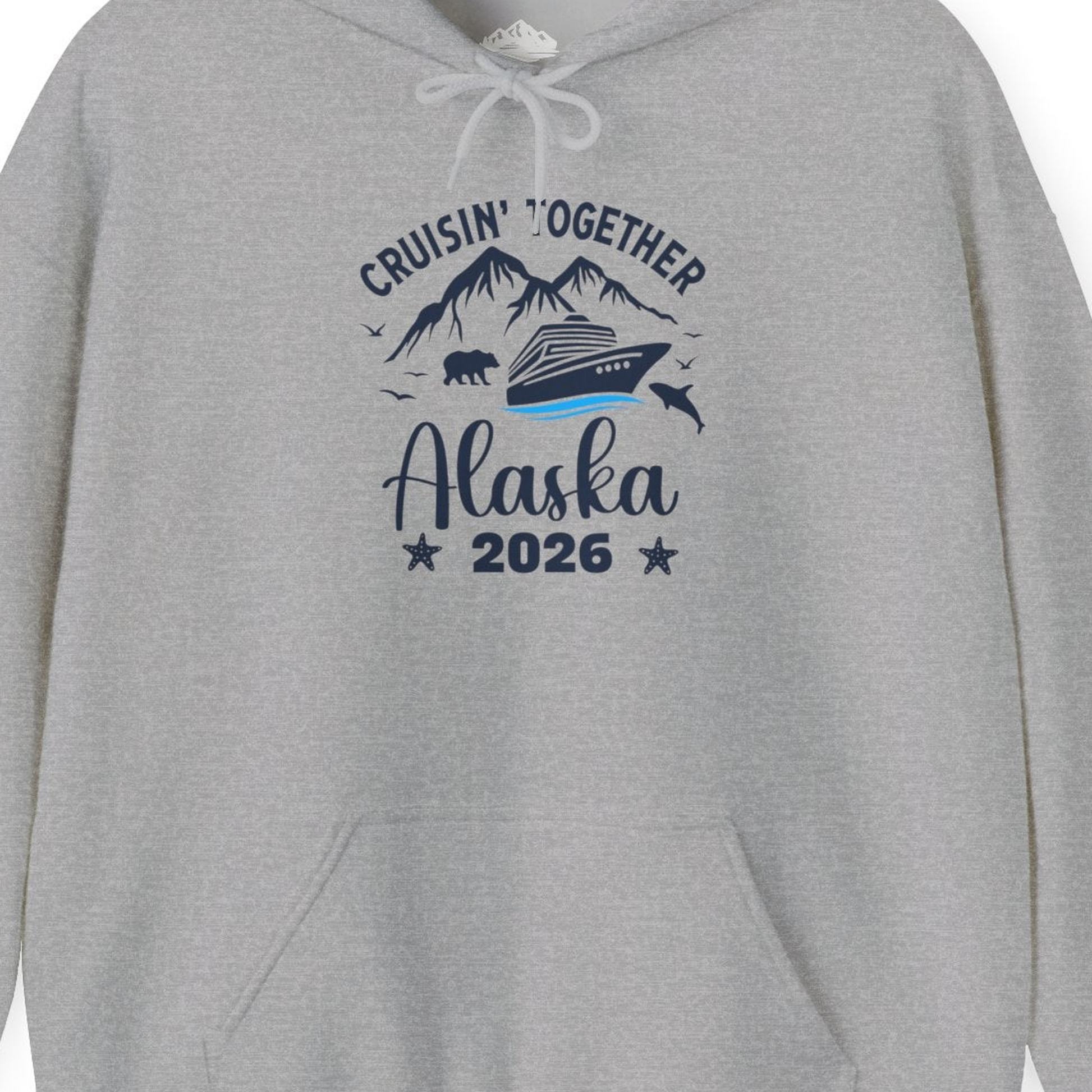 Alaska Cruise Adventure 2026 Shirt Hoodie – Sport Grey – Alaska Cruise Shirts Close Up
