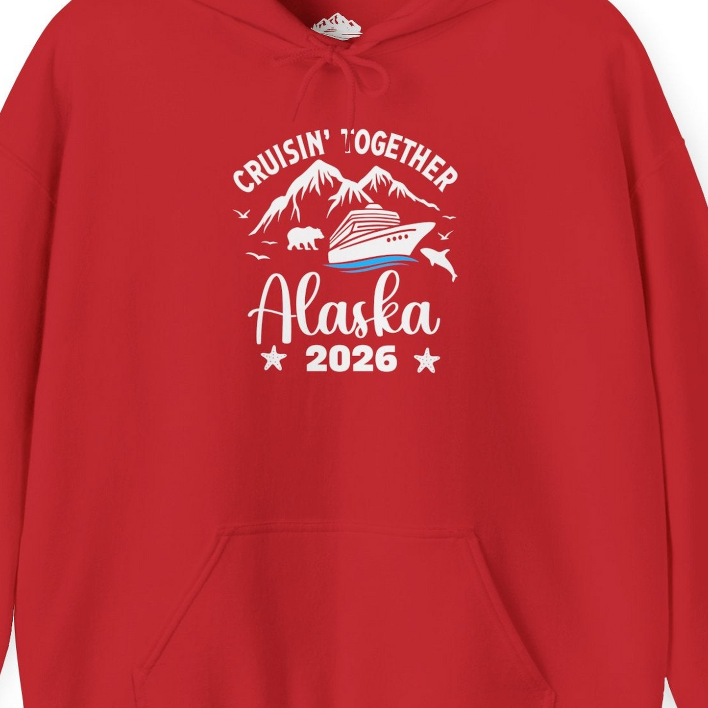 Alaska Cruise Adventure 2026 Shirt Hoodie – Red – Alaska Cruise Shirts Close Up