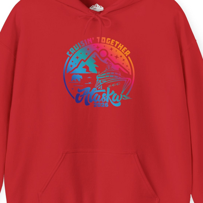 Alaska Cruise Adventure Mountains Wildlife Retro Family Group Shirt 2026 — Hoodie Hoodie – Red – Alaska Cruise Shirts Close Up