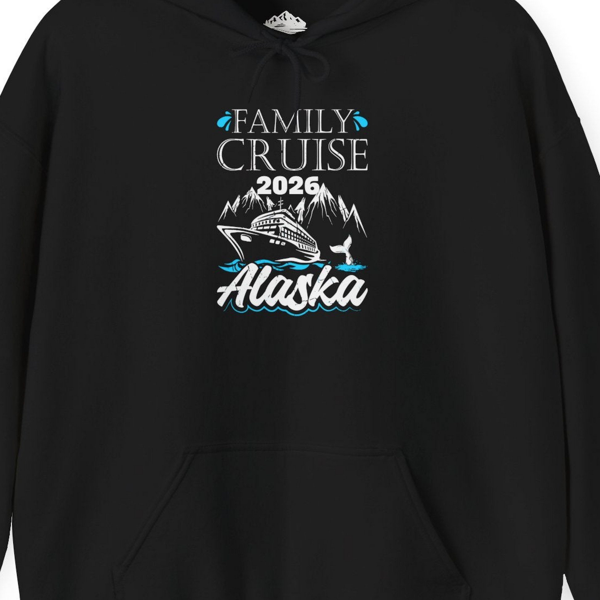Alaska Family Cruise Shirt Hoodie – Black – Alaska Cruise Shirts Close Up