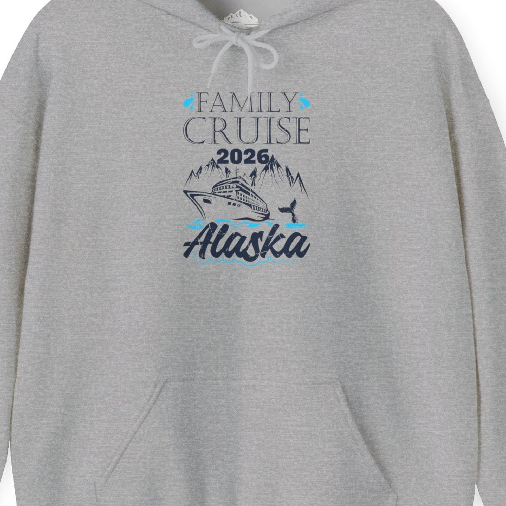 Alaska Family Cruise Shirt Hoodie – Sport Grey – Alaska Cruise Shirts Close Up