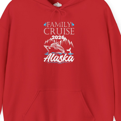 Alaska Family Cruise Shirt Hoodie – Red – Alaska Cruise Shirts Close Up