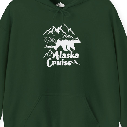 Alaska Cruise Shirt Hoodie – Forest Green – Alaska Cruise Shirts Close Up