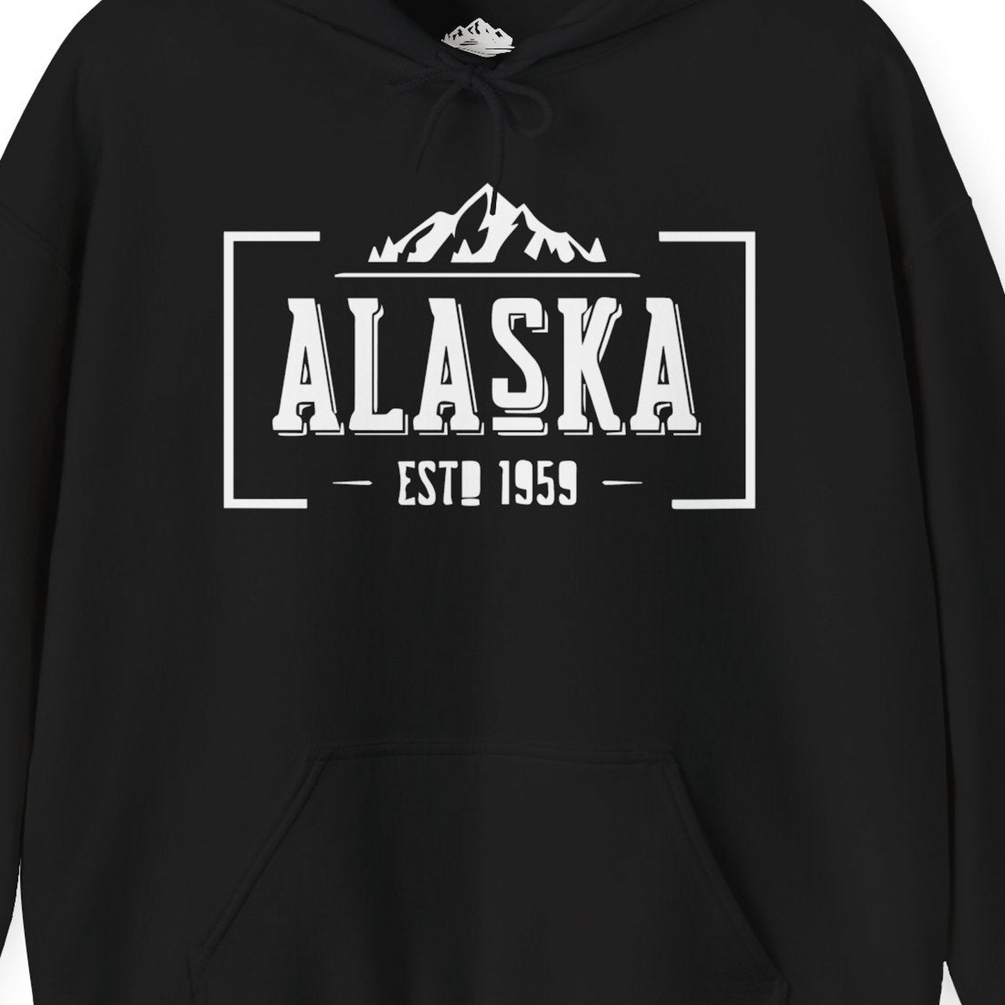 Alaska Mountain Vintage Shirt Hoodie – Black – Alaska Cruise Shirts Close Up