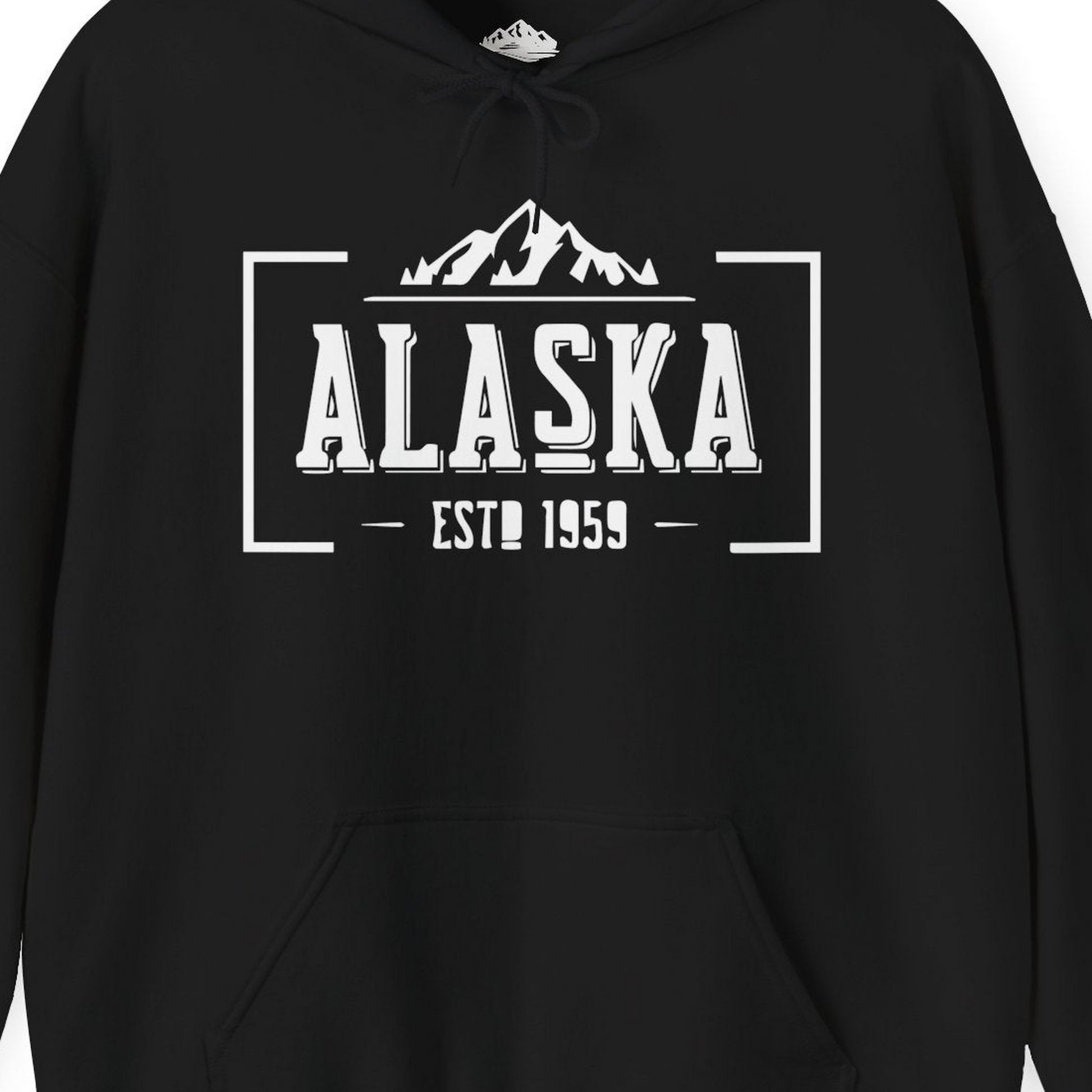 Alaska Mountain Vintage Shirt Hoodie – Black – Alaska Cruise Shirts Close Up
