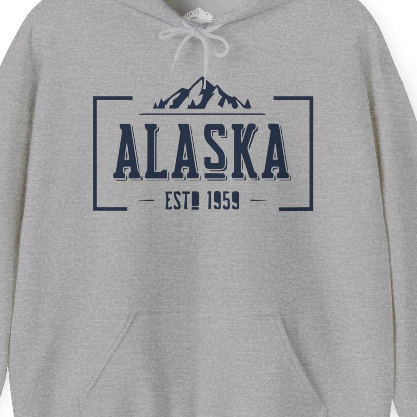 Alaska Mountain Vintage Shirt Hoodie – Sport Grey – Alaska Cruise Shirts Close Up