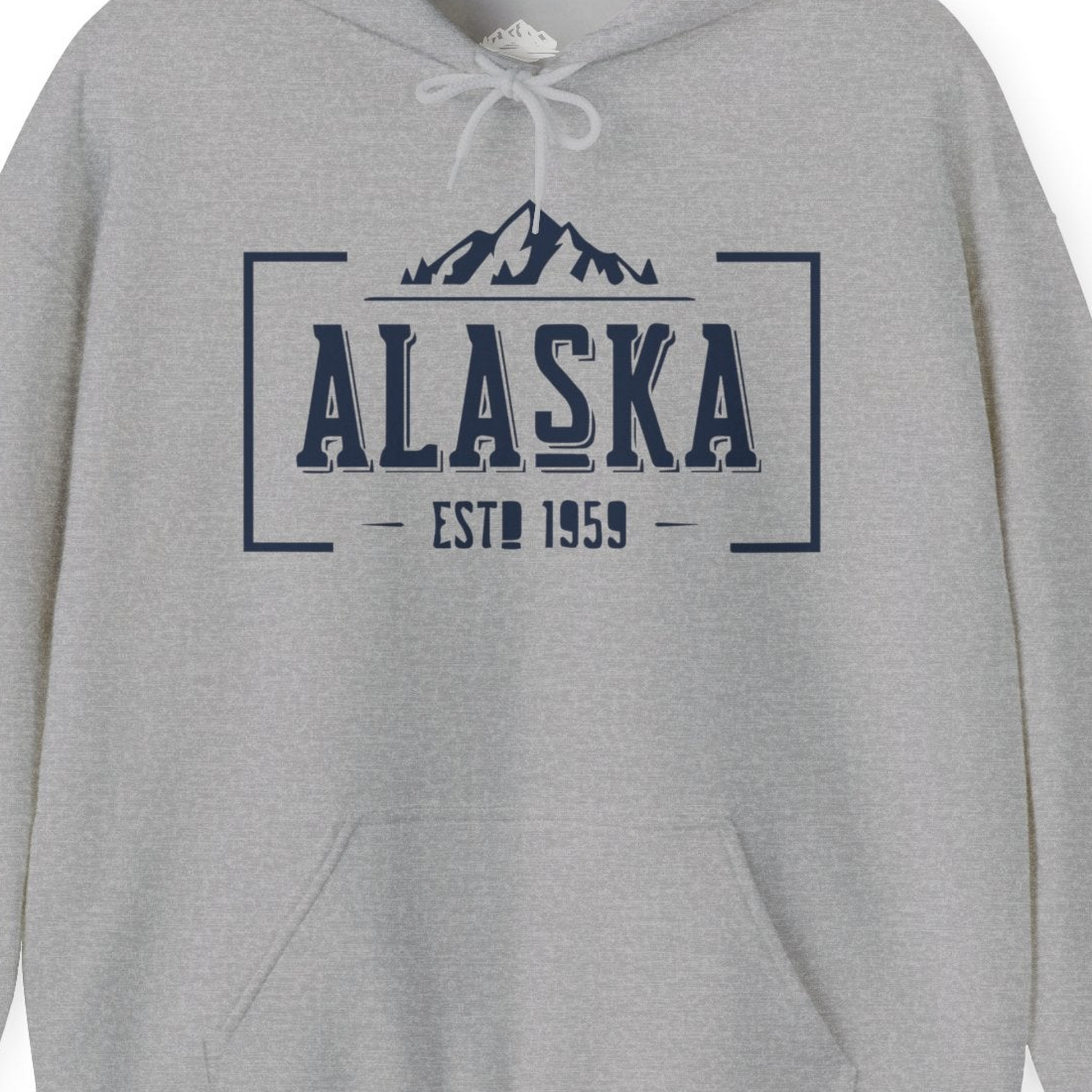 Alaska Mountain Vintage Shirt Hoodie – Sport Grey – Alaska Cruise Shirts Close Up