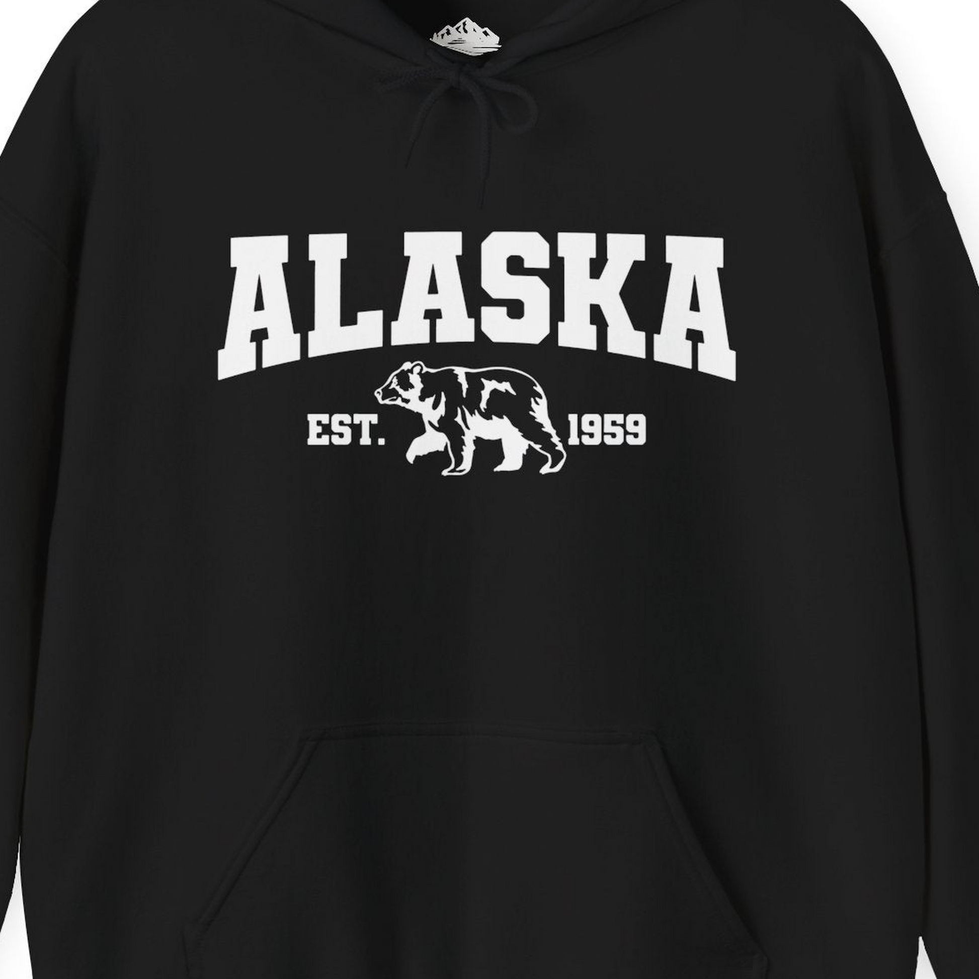 Vintage Alaska Bear Shirt Hoodie – Black – Alaska Cruise Shirts Close Up