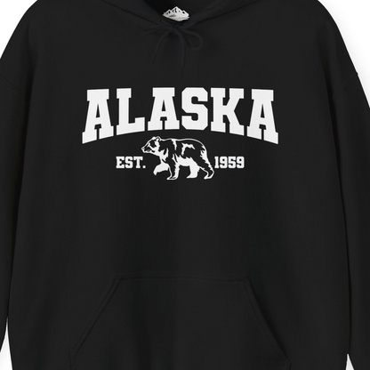 Vintage Alaska Bear Shirt Hoodie – Black – Alaska Cruise Shirts Close Up